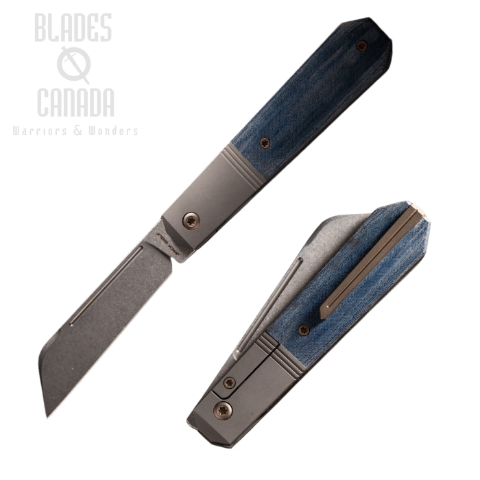 (Coming Soon)Jack Wolf After Hours Jack Folding Knife, S90V SW, Linen Micarta Blue, AFTER-02-LIN-MIC-BLU